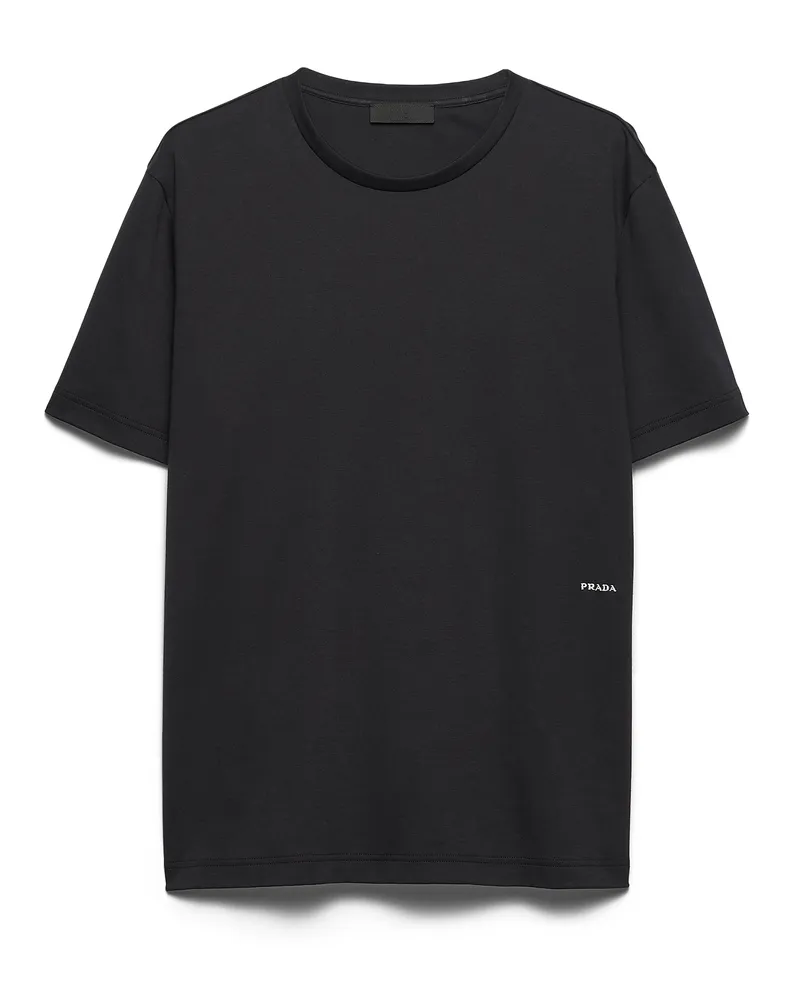 Prada T-shirt Aus Baumwolle, Herren, Schwarz, Größe Schwarz