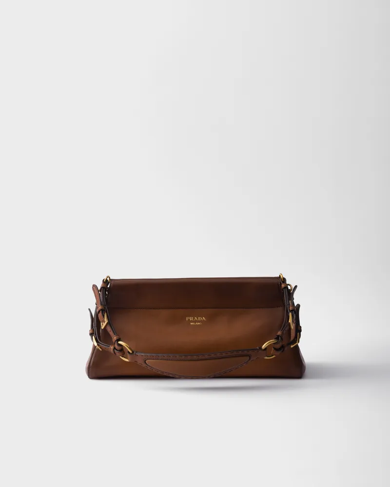 Prada Enchaîné mittelgroße Tasche aus Leder Cognac