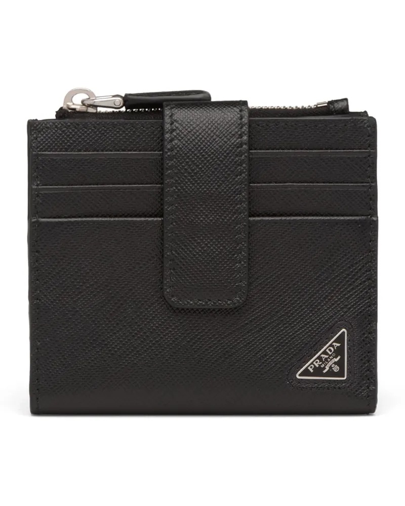 Prada Kartenetui Aus Saffiano-leder, Herren, Schwarz Schwarz
