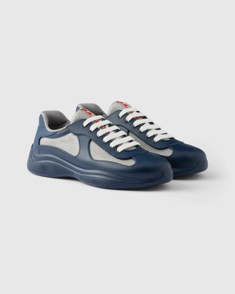 Prada America’s Cup Sneaker aus weichem Gummi und Bike-Gewebe Königsblau