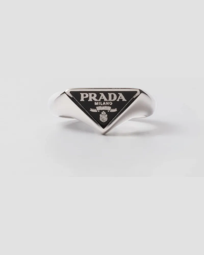 Prada Ring aus emailliertem Silber Schwarz