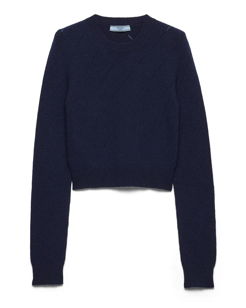 Prada Rundhalspullover Aus Kaschmir, Damen, Blau, Größe Blau