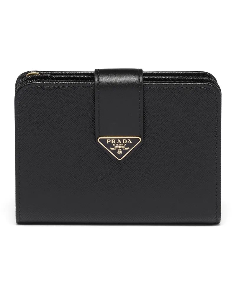 Prada Kleine Geldbörse Aus Saffiano-leder, Damen, Schwarz Schwarz