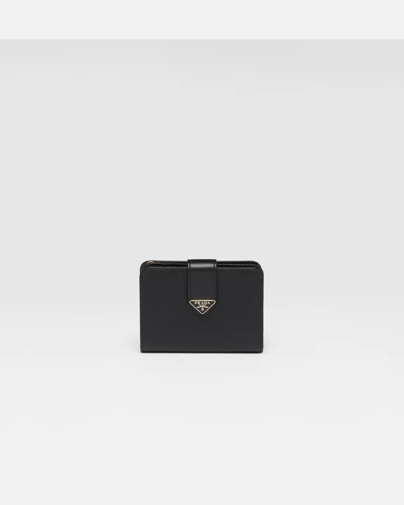 Prada Kleine Geldbörse aus Saffiano-Leder Schwarz