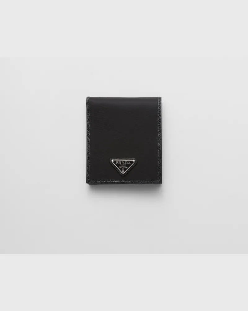 Prada Re-Nylon Brieftasche mit Münzfach Schwarz