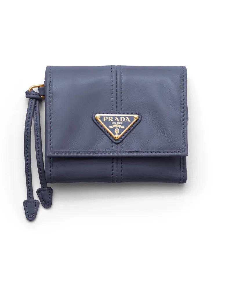 Prada Kleine Geldbörse Aus Leder, Damen, Aviation/blau Aviation