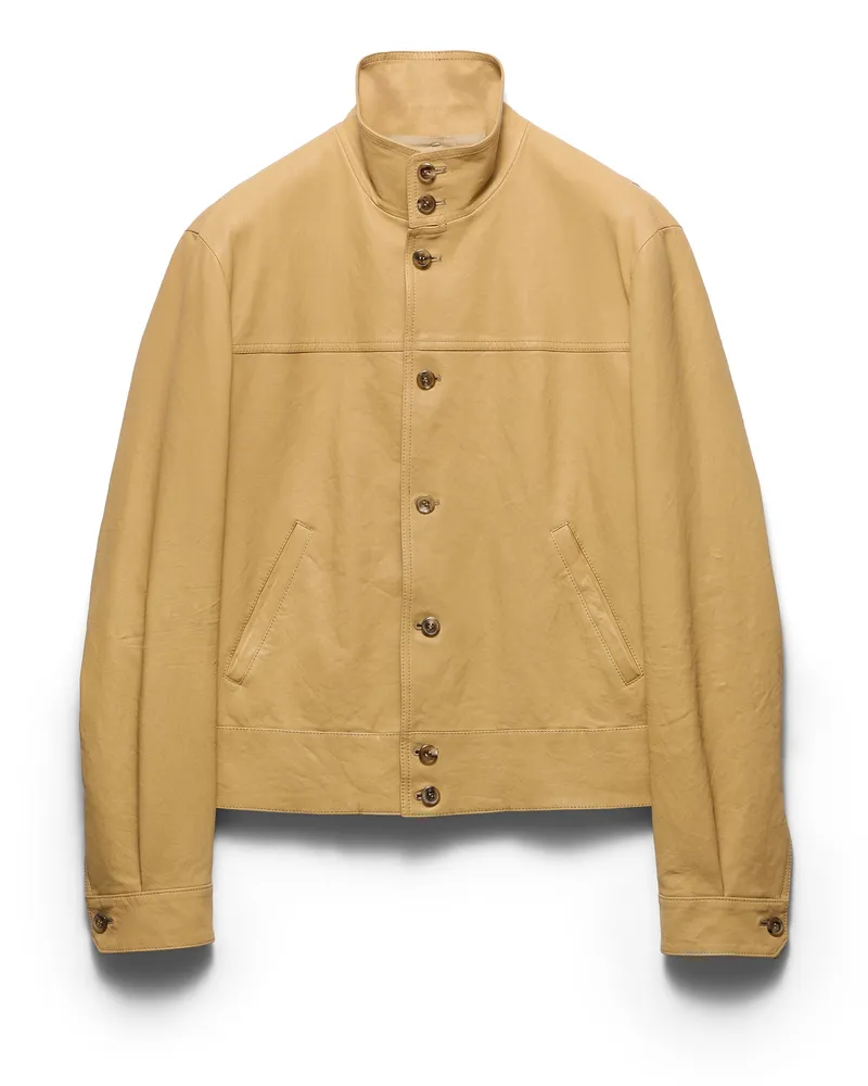 Prada Jacke Aus Nappa-leder, Herren, Creme, Größe Creme