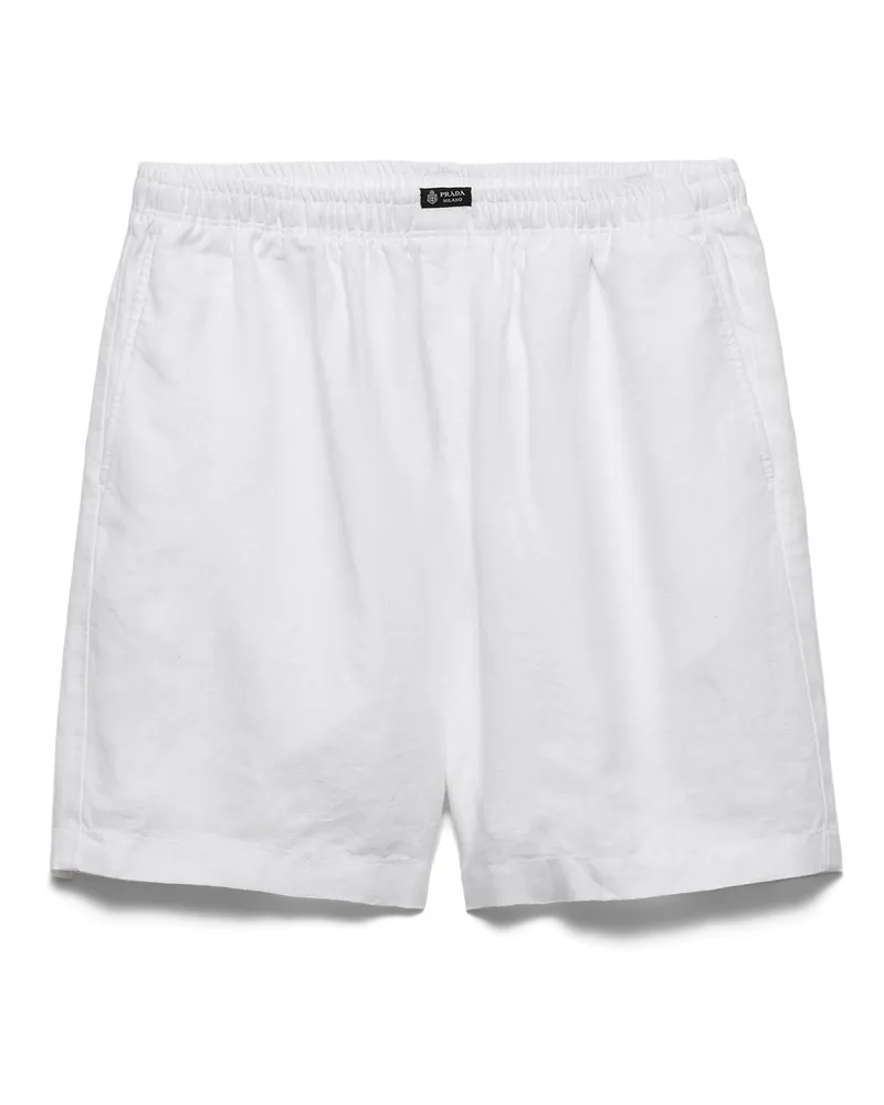 Prada Bermudas Aus Leinen, Herren, Weiss, Größe Weiss