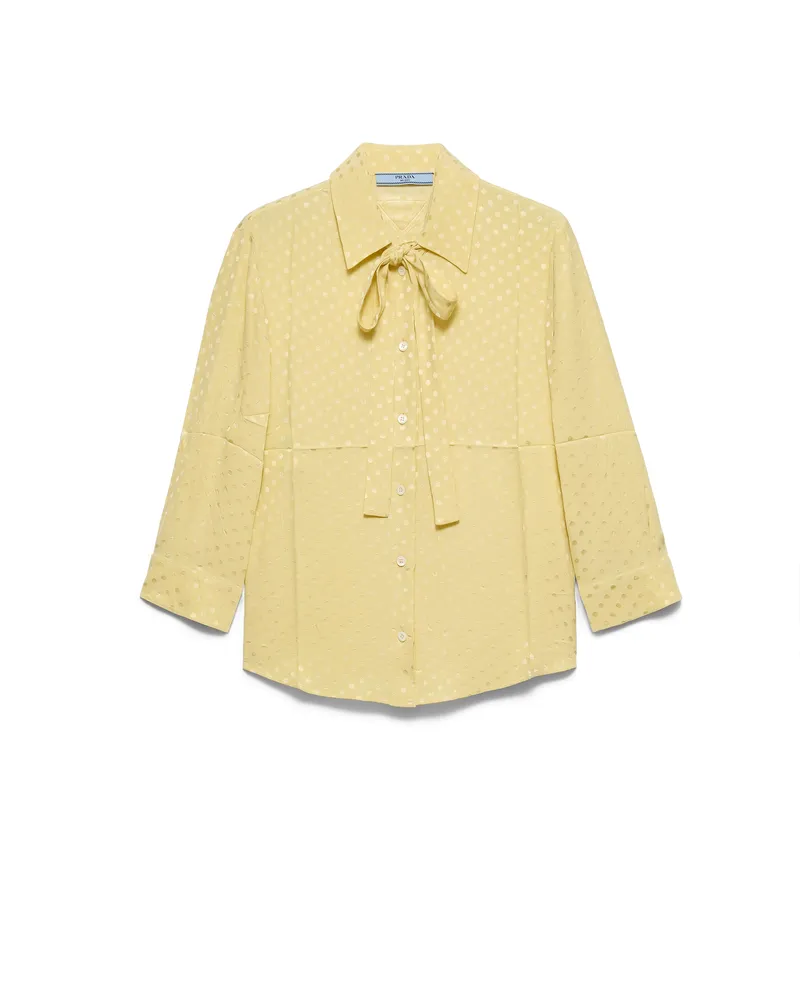 Prada Hemd Aus Satin Mit Punktmuster, Damen, Gelb, Größe Gelb