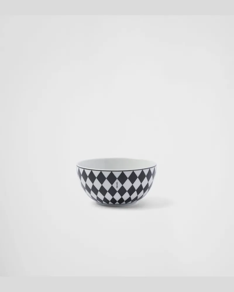 Prada Set mit zwei Reis- oder Müslischalen aus Porzellan – Checkerboard Weiss