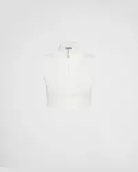 Prada Top aus Stretch-Jersey Elfenbein