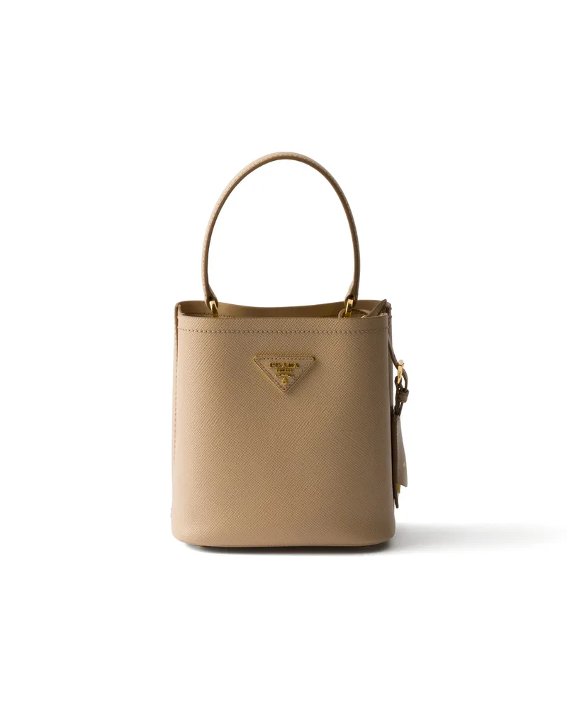Prada Panier Mini Bag Aus Saffiano-leder, Damen, Sandbeige Sandbeige