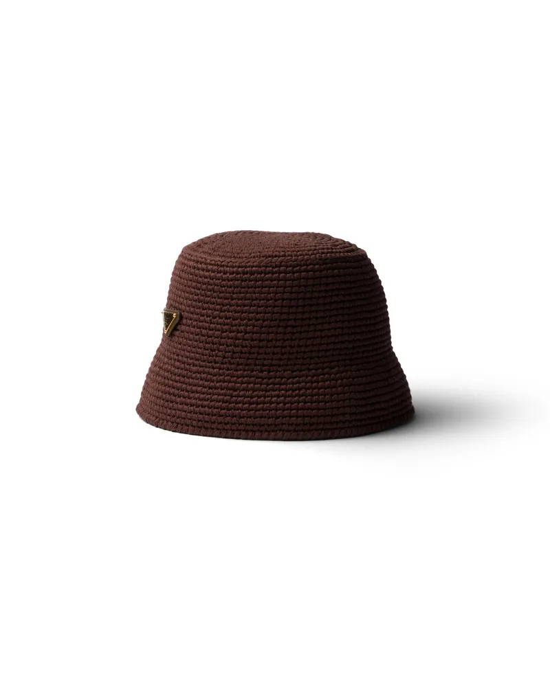 Prada Gehäkelter Fischerhut, Damen, Kakaobraun, Größe Kakaobraun