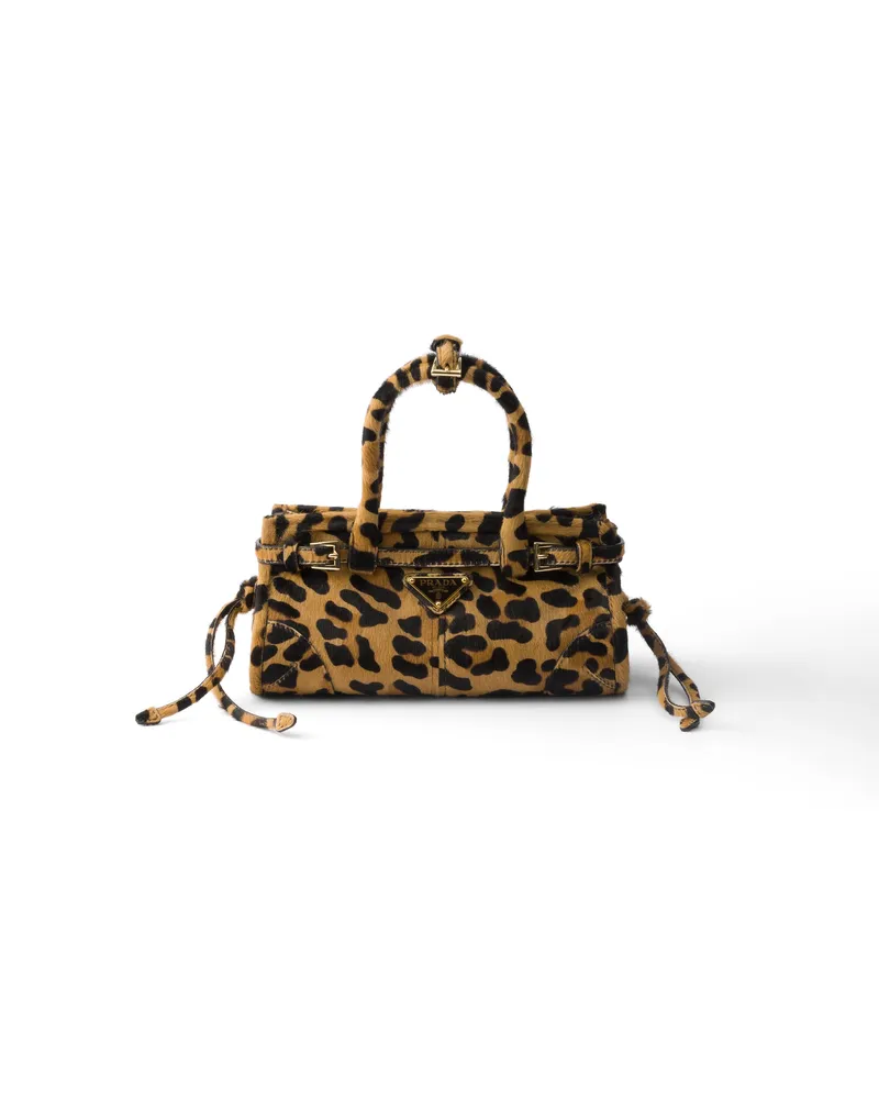 Prada Bonnie Mini-handtasche Aus Bedrucktem Leder, Damen, Honig Honig