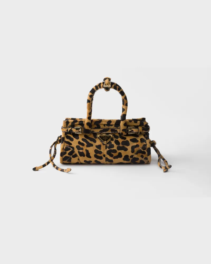 Prada Bonnie Mini-Handtasche aus bedrucktem Leder Honig