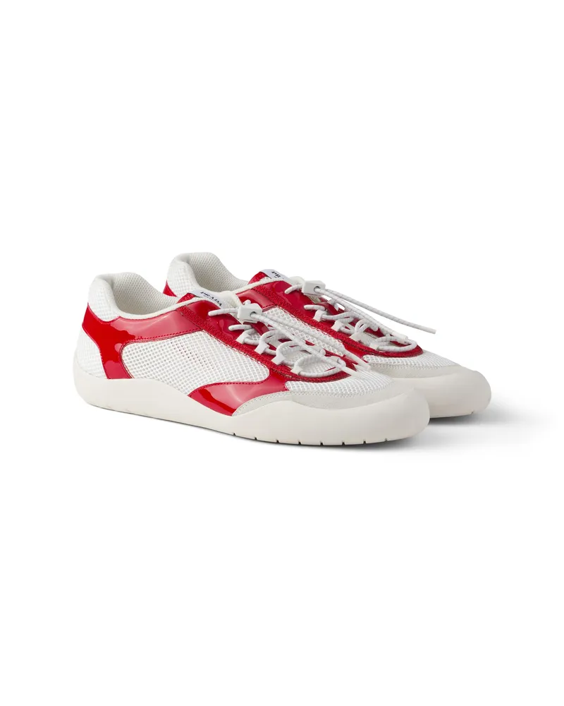 Prada Speedrock Sneaker Aus Lackleder Und Mesh, Herren, Rot, Größe 12 Rot