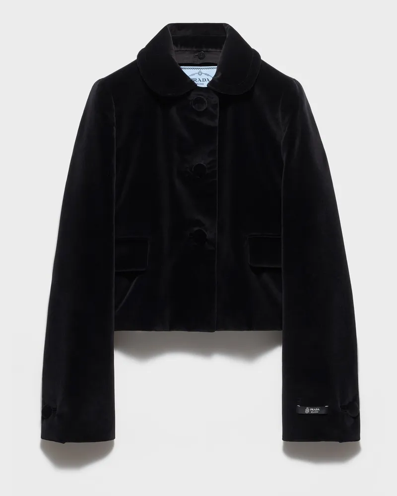 Prada Einreihige Jacke aus Samt Schwarz