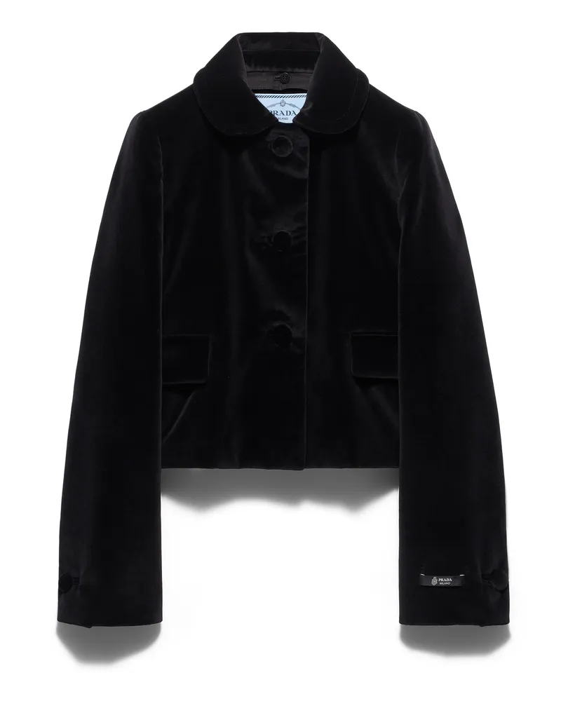 Prada Einreihige Jacke Aus Samt, Damen, Schwarz, Größe Schwarz