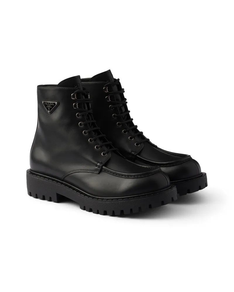 Prada Schnürstiefeletten Aus Leder, Herren, Schwarz, Größe 11 Schwarz