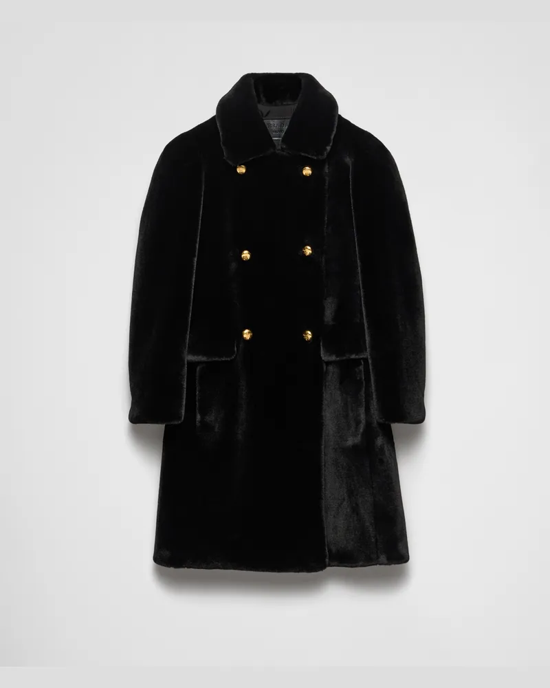 Prada Doppelreihiger Aspen Mantel Schwarz