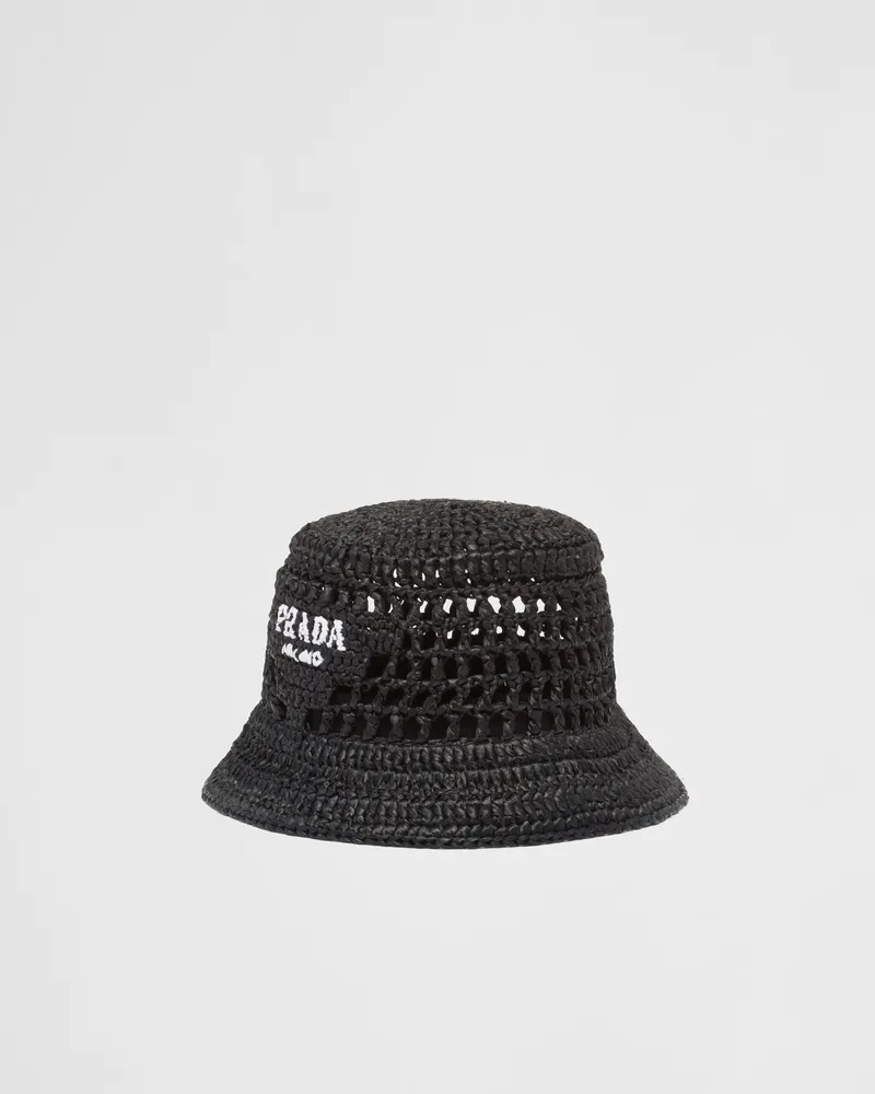 Prada Gehäkelter Fischerhut Schwarz