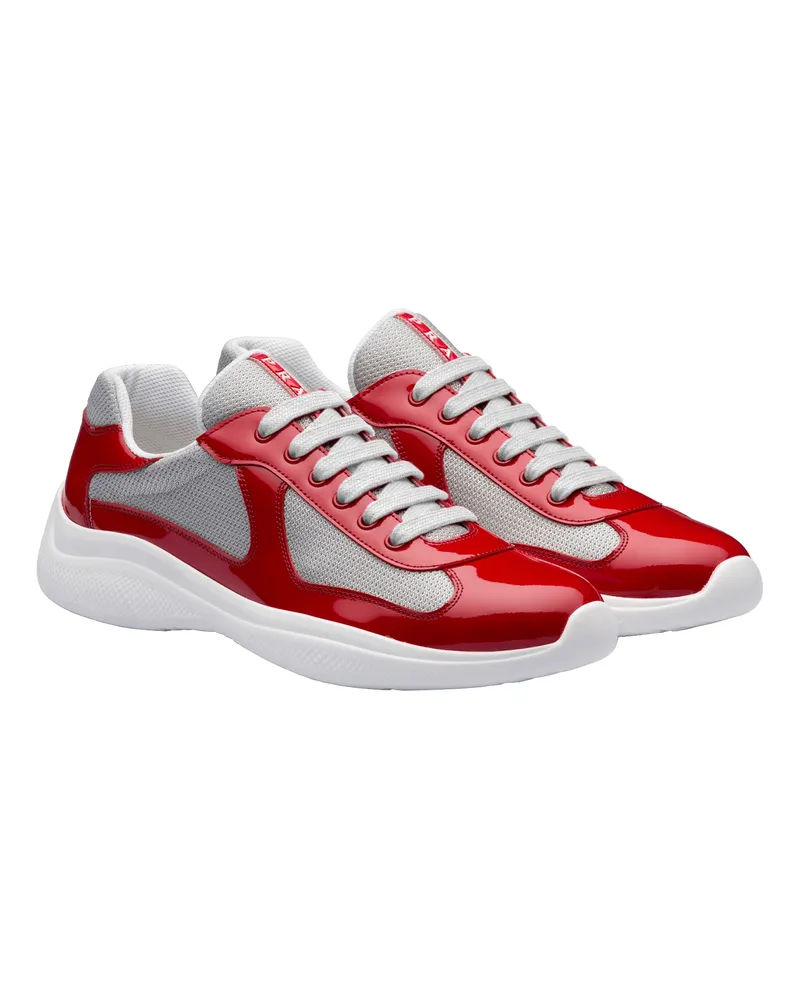 Prada America’s Cup Sneaker Aus Lackleder Und Funktionsgewebe, Herren, Rot/silber, Größe 11,5 Rot