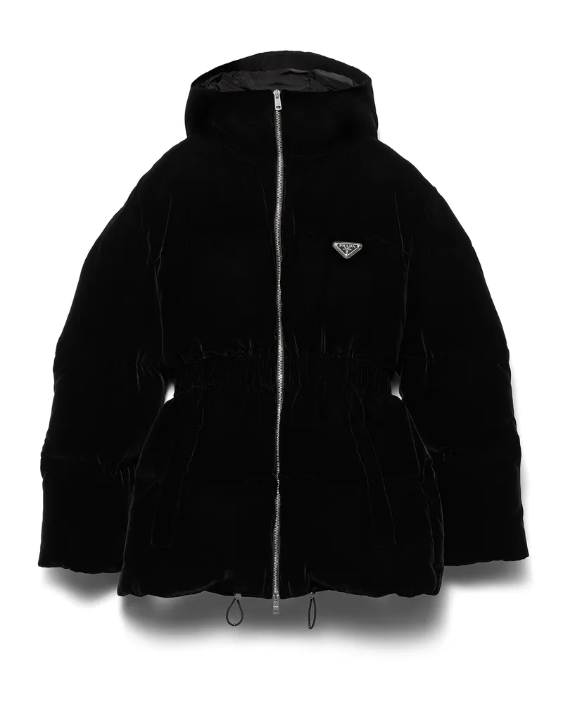 Prada Daunenjacke Aus Samt, Damen, Schwarz, Größe Schwarz