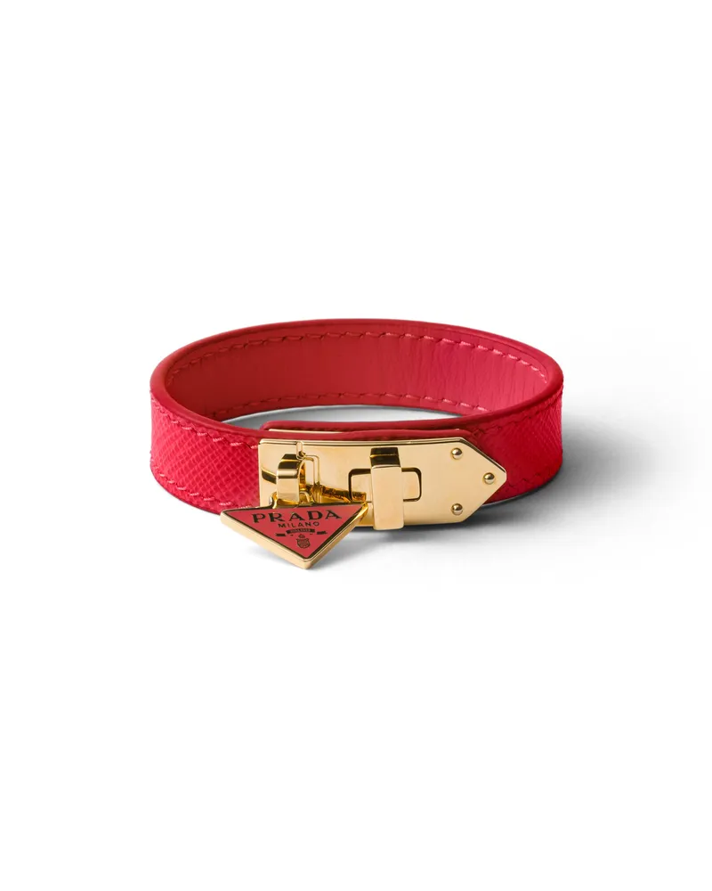 Prada Armband Aus Saffiano-leder, Damen, Feuerrot, Größe Feuerrot