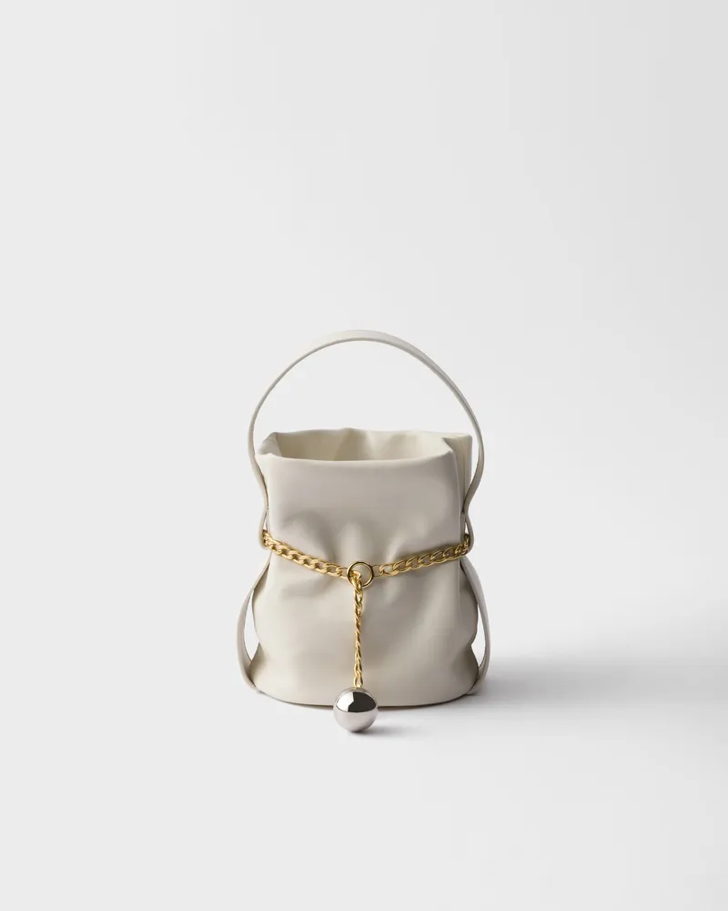Prada Petit Sac Noir Mini-Bucket Bag aus Nappa-Leder Weiss
