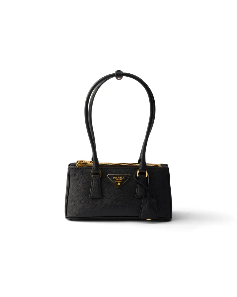 Prada Galleria Mini Bag Aus Saffiano-leder, Damen, Schwarz Schwarz