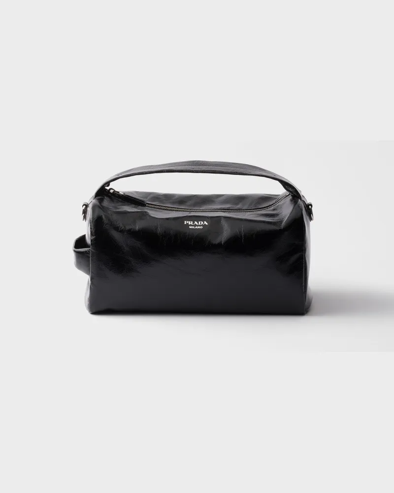 Prada Schultertasche aus Leder Schwarz