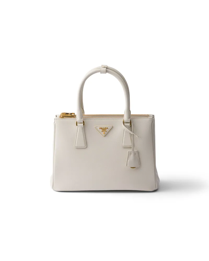 Prada Mittelgroße  Galleria Tasche Aus Saffiano-leder, Damen, Kalkweiss Kalkweiss