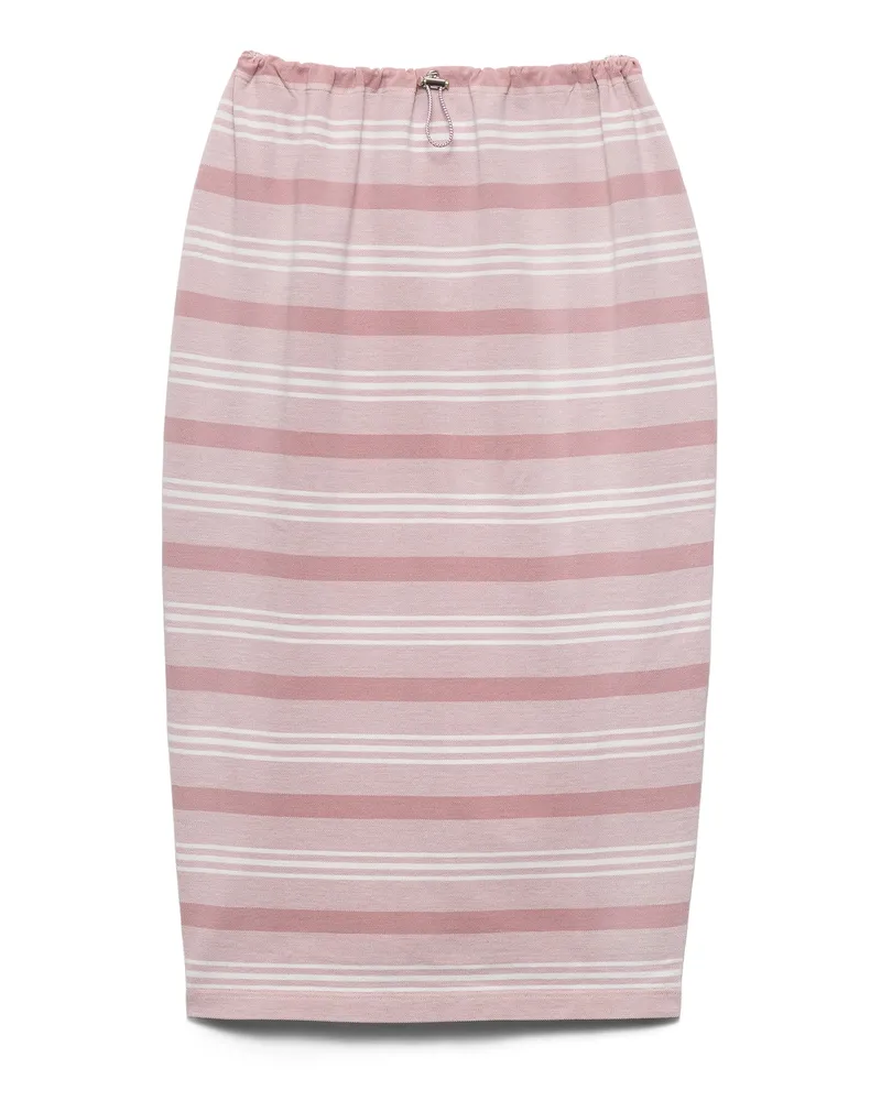 Prada Rock Aus Piqué Mit Bayadere-druck, Damen, Alabasterrosa, Größe Alabasterrosa