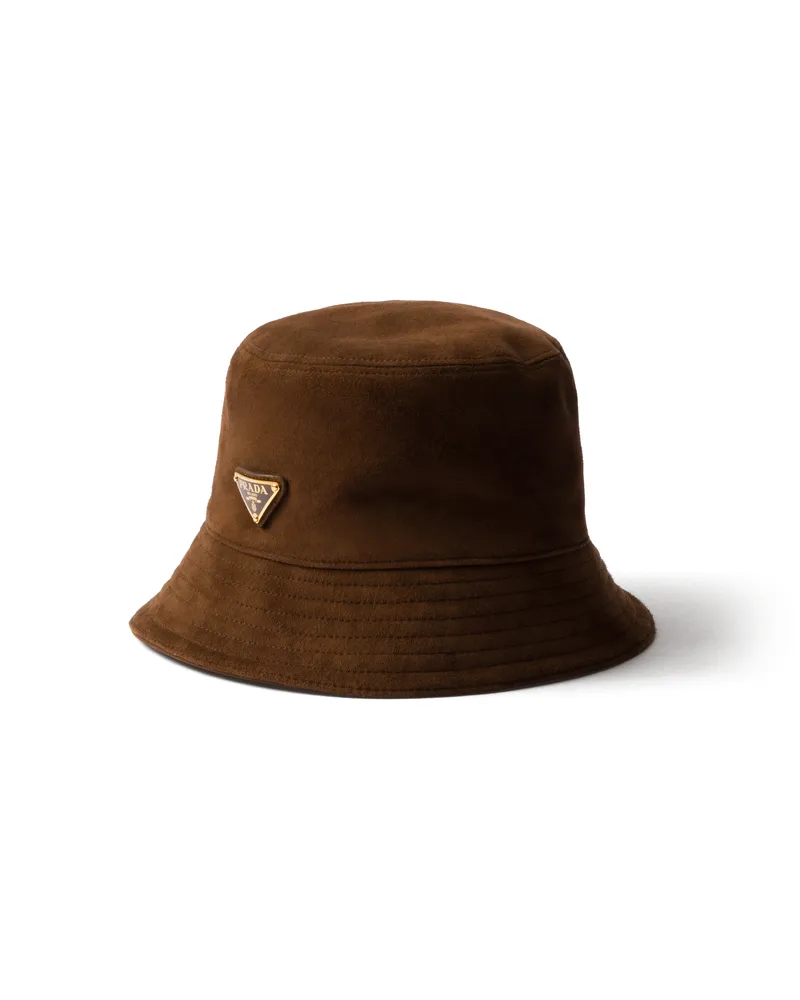 Prada Fischerhut Aus Wildleder, Damen, Kakaobraun, Größe Kakaobraun