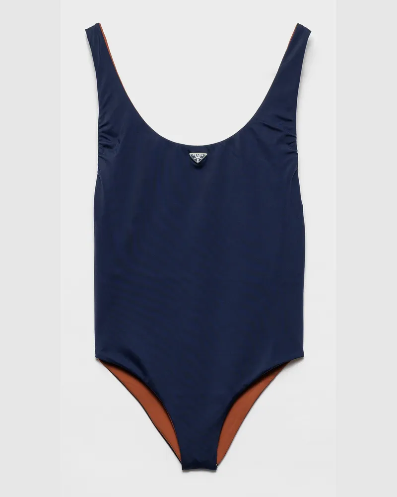Prada Einteiliger Badeanzug aus Jersey Blau