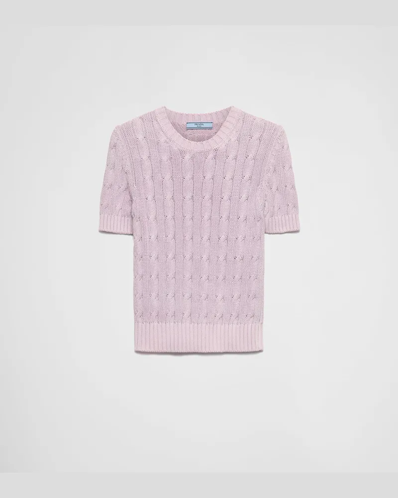 Prada Rundhalspullover aus Baumwolle Malve