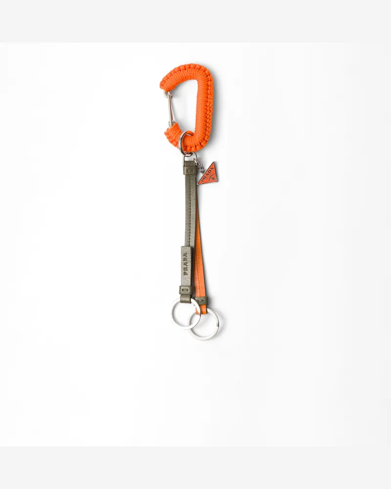 Prada Schlüsselanhänger Aus Leder, Herren, Orange Orange