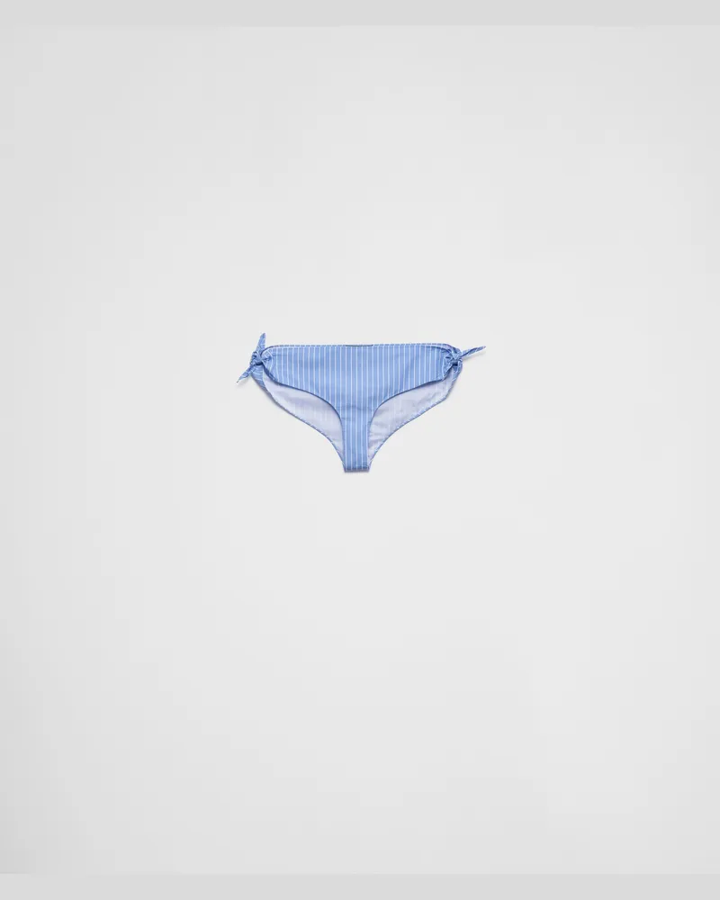 Prada Bikini-Unterteil aus gestreiftem Popeline Saphirblau