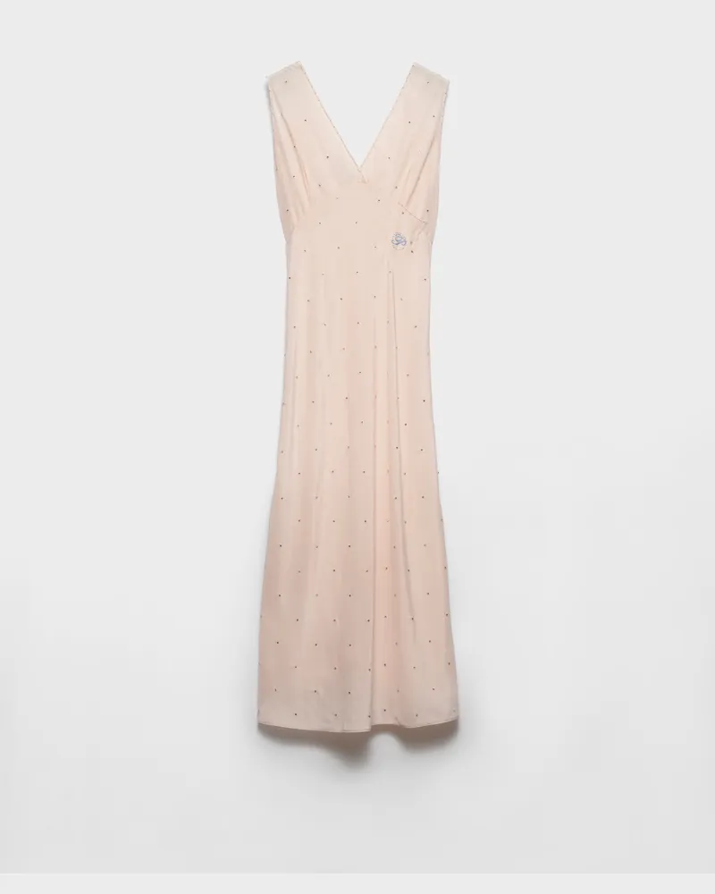 Prada Besticktes Kleid aus Habutai-Seide im Vintage-Look Pfirsich