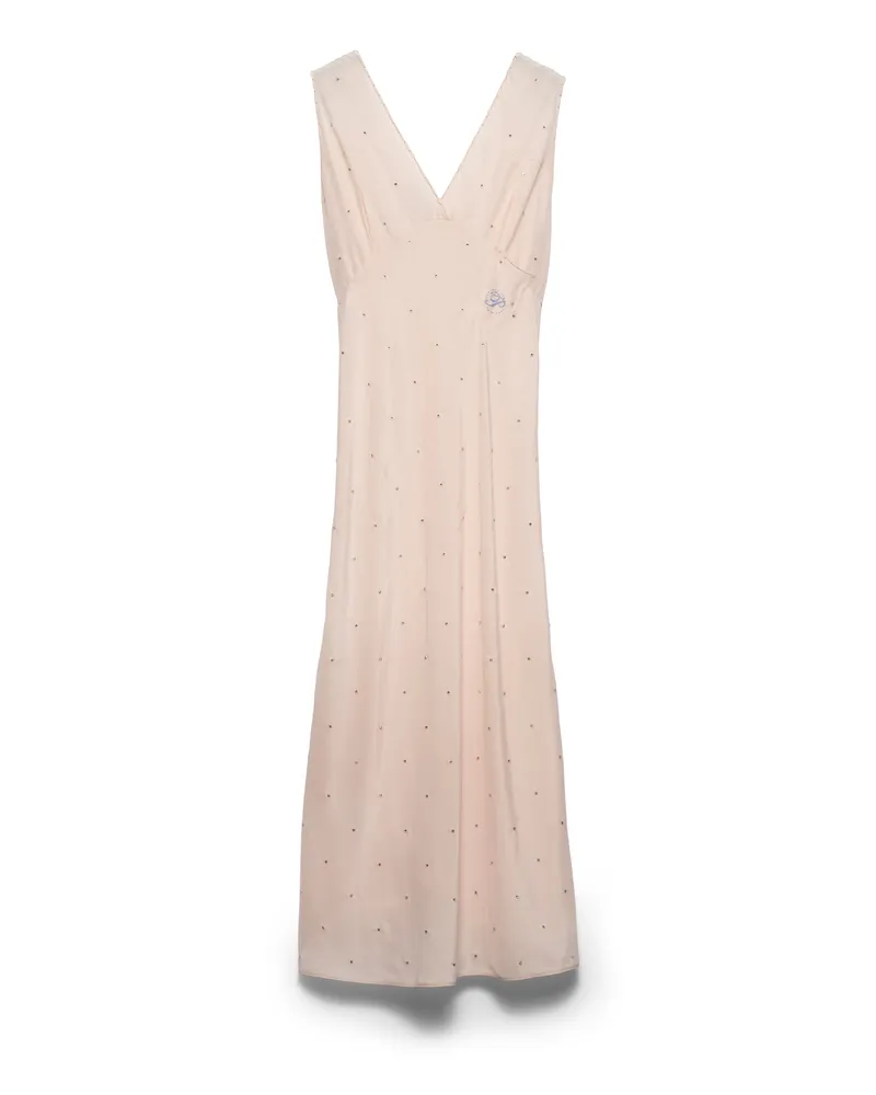 Prada Besticktes Kleid Aus Habutai-seide Im Vintage-look, Damen, Pfirsich, Größe Pfirsich