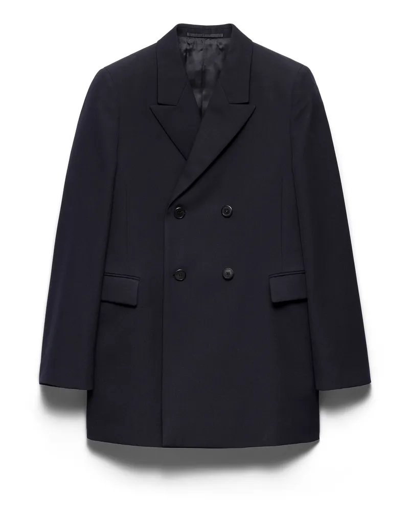 Prada Doppelreihige Jacke Aus Wolle, Herren, Blau, Größe Blau