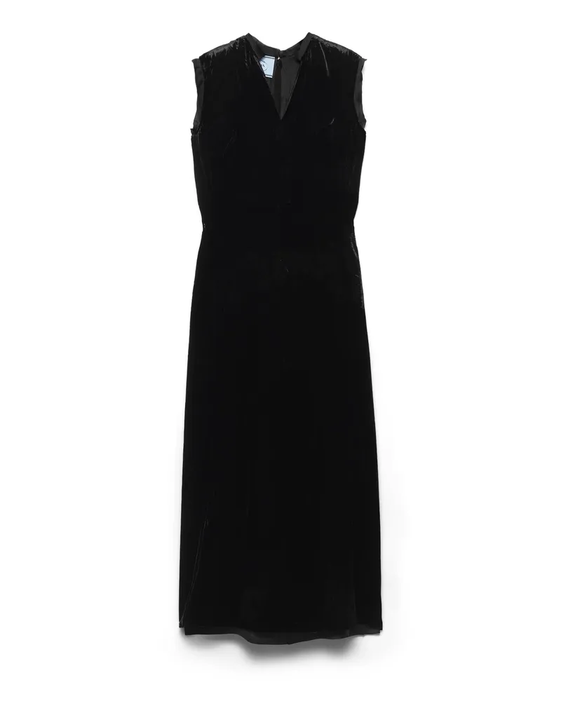 Prada Kleid Aus Knittersamt, Damen, Schwarz, Größe Schwarz