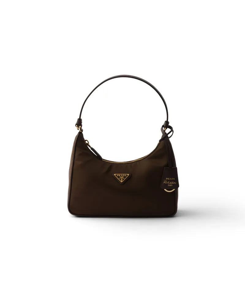 Prada Re-edition 2005 Mini Bag Aus Re-nylon , Damen, Warmes Braun Warmes