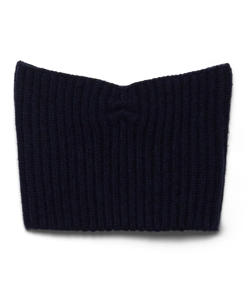 Prada Bandeau-top Aus Wolle Und Kaschmir Mit Anhänger, Damen, Blau, Größe Blau
