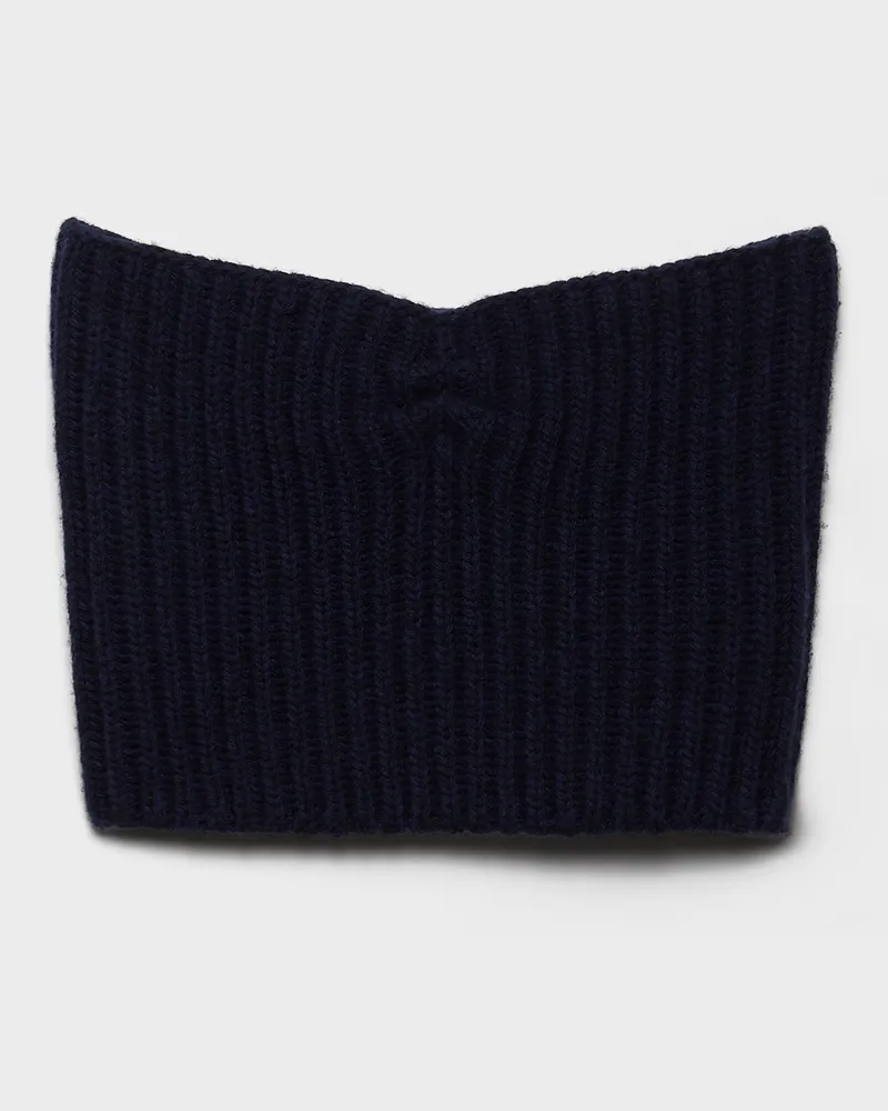 Prada Bandeau-Top aus Wolle und Kaschmir mit Anhänger Blau