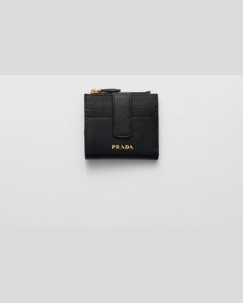 Prada Kleine Geldbörse aus Saffiano-Leder Schwarz