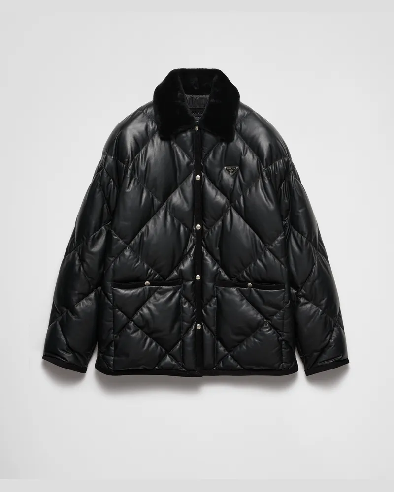 Prada Cabanjacke aus gestepptem Nappa-Leder Schwarz
