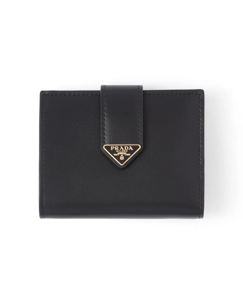 Prada Kleine Geldbörse Aus Leder, Damen, Schwarz Schwarz