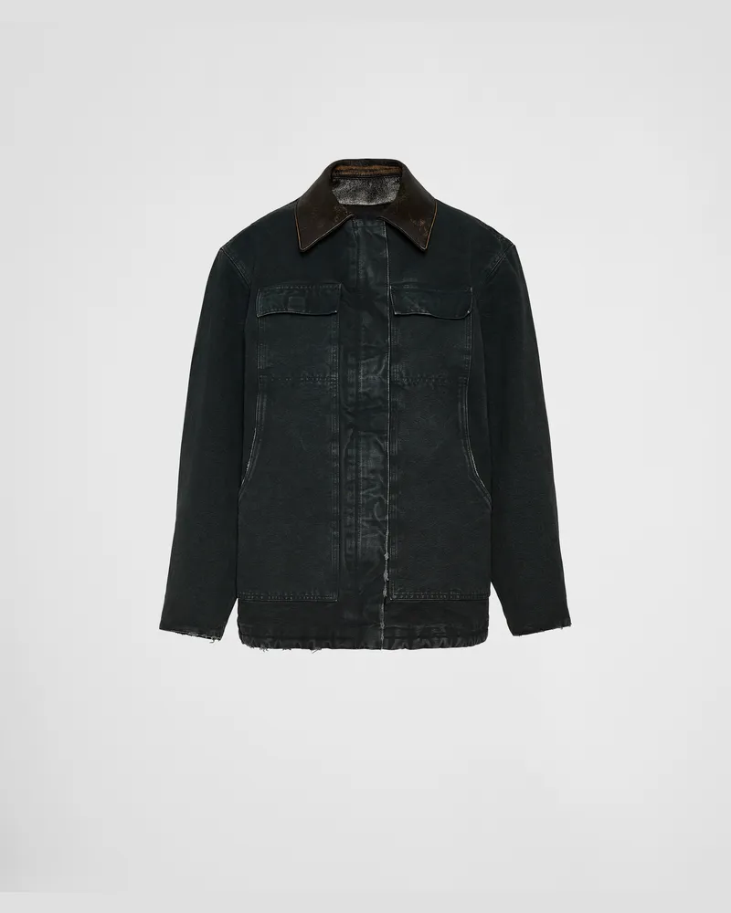 Prada Truckerjacke aus Canvas Grau