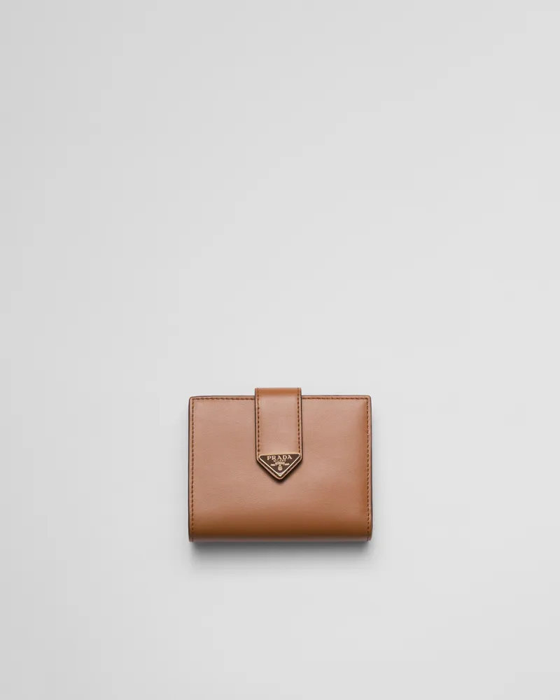 Prada Kleine Geldbörse aus Leder Cognac